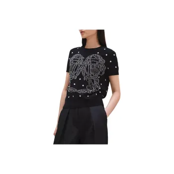 HERMES Cashmere Sweater Women's Blue Black