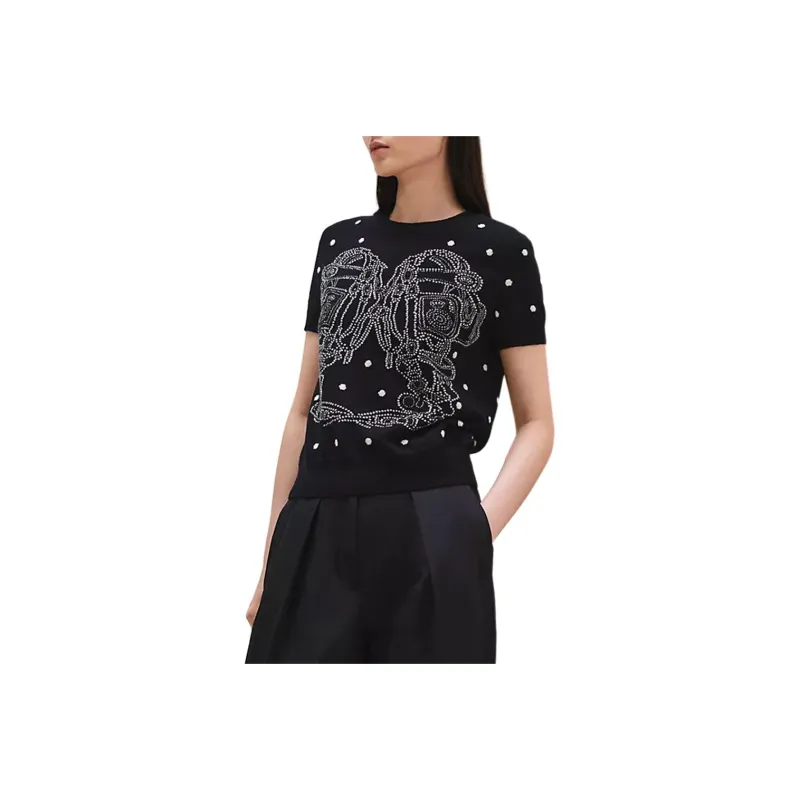 HERMES Cashmere Sweater Women's Blue Black-0