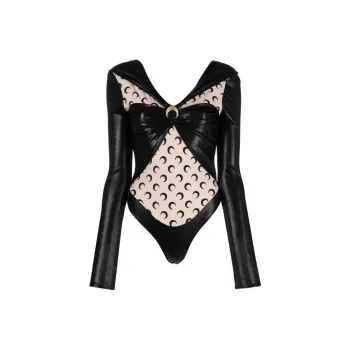 Marine Serre Crescent Moon Print Panelled Draped Bodysuit