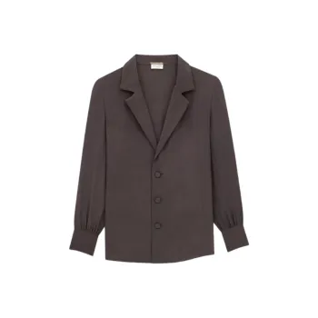 SAINT LAURENT Pajama Shirt In Silk Crepe De Chine Jackets Coats Women's Black
