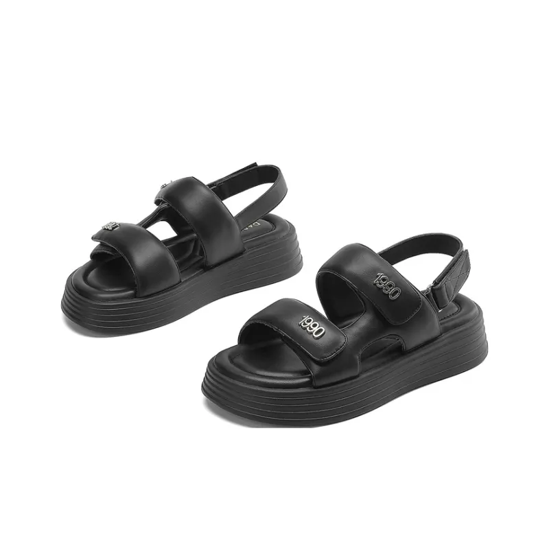 DAPHNE Beach Sandals Women's Black, Beige-2