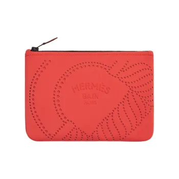 HERMES Neobain Canoe H Polyamide Clutch Storage Bag Small Size Women's Pomegranate Red