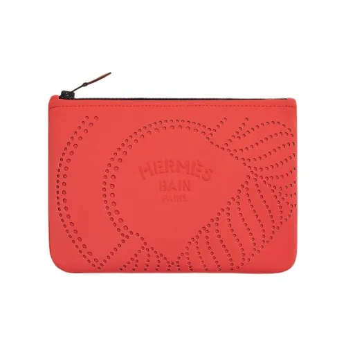 hermes travel Neobain Canoe H Polyamide Clutch Storage Bag Small Size Women's Pomegranate Red