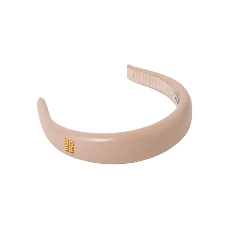 MIU MIU Leather, Patent Leather Headbands Unisex Pink-1