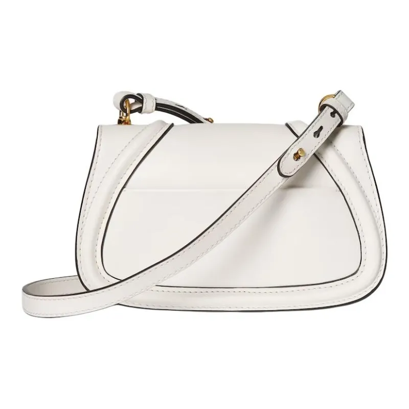 GUCCI Leather Shoulder Bag Mini Women's White-3