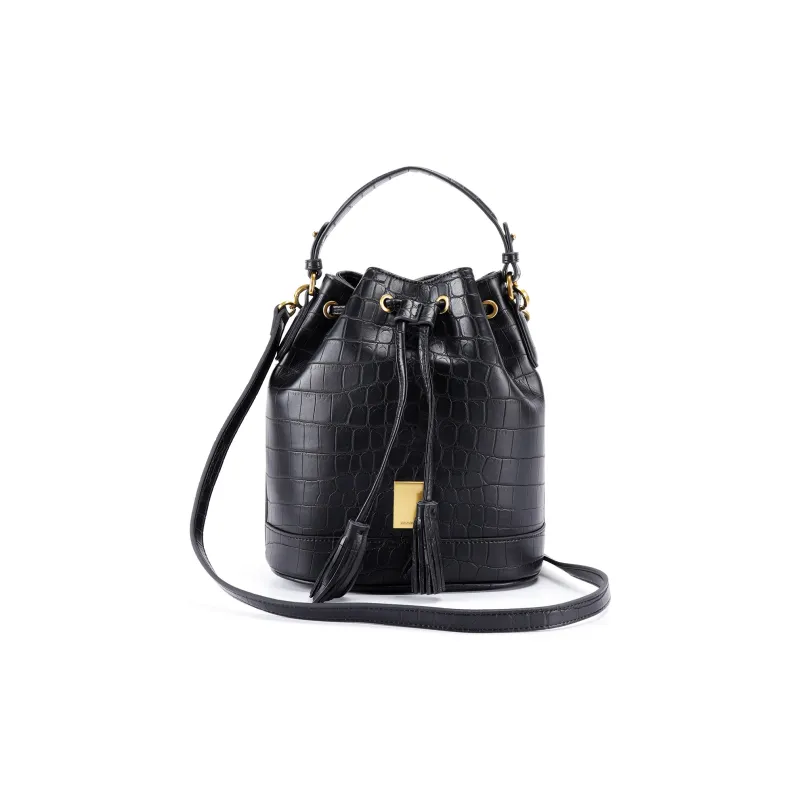 COURONNE Split Cow Leather Crossbody Bag Regular Women's Black/Ecru-5