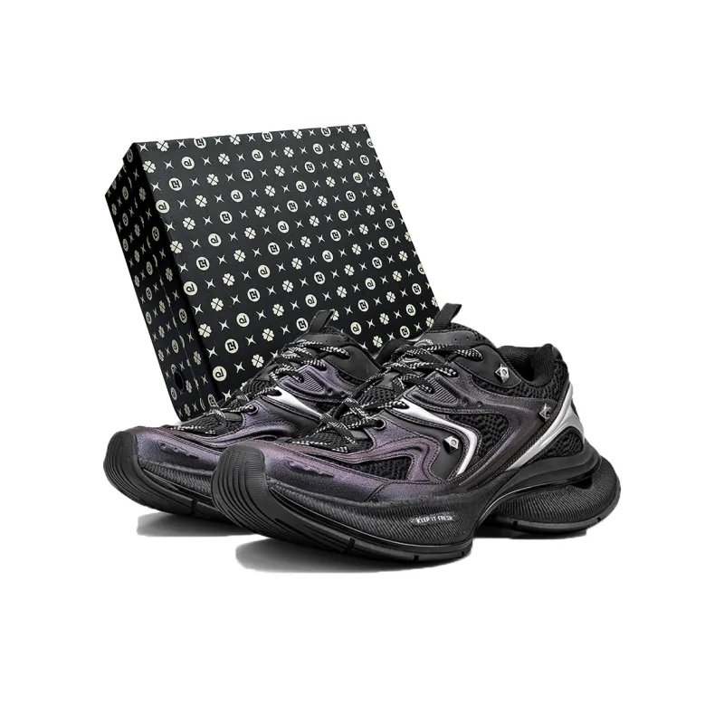 HeeDimensional Lightweight, Abrasion Resistant, Slip Resistant Height Increasing Mat Low Top Chunky Sneakers Unisex-6