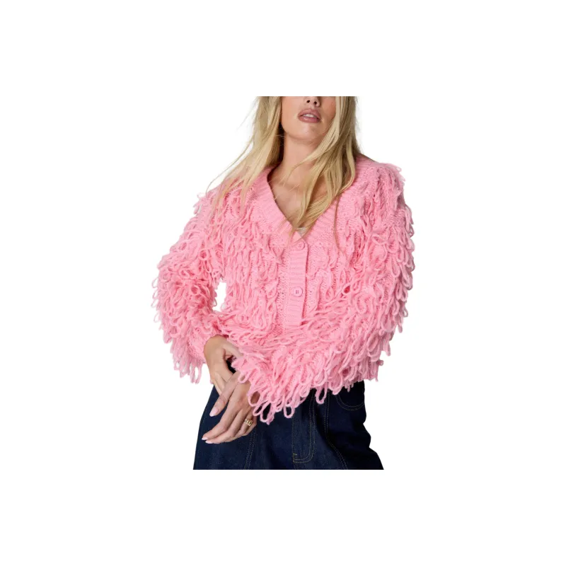 NASTY GAL Loop Cropped Cardigan Knitwear Women's Pink-0