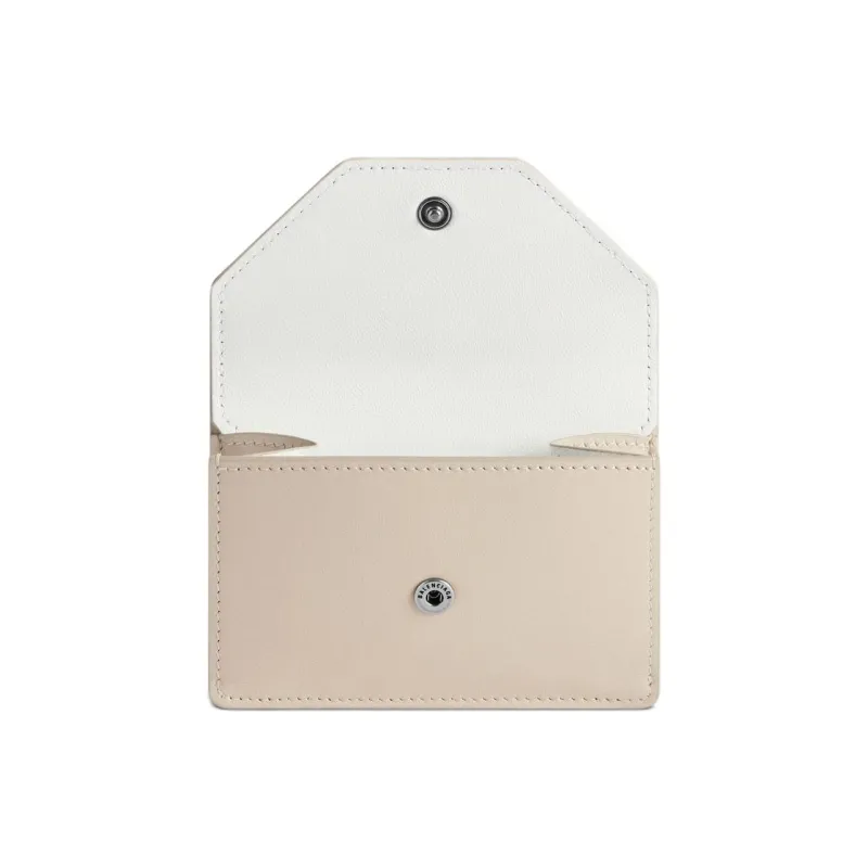Balenciaga Smooth Calf Leather Wallet Mini Women's Beige-2