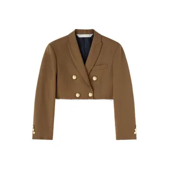 PALM ANGELS Raw Cut Hem Cropped Jacket