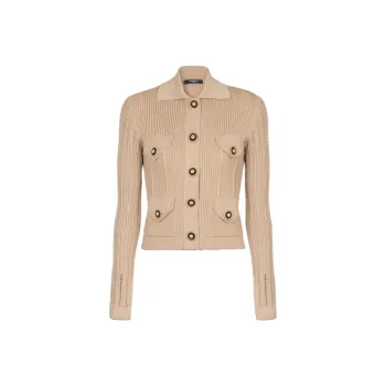 BALMAIN Long Sleeved Cropped Knitted Cardigan