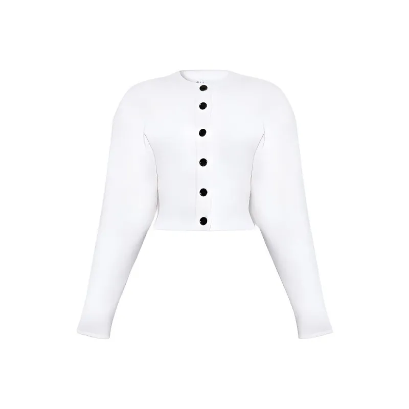 Alaia Buttoned Crewneck Cropped Cardigan-0