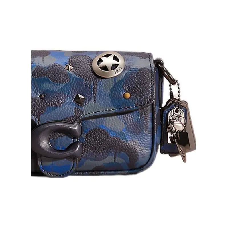 COACH Soft Tabby Pebbled Leather Bacchus Bag, Sling Bag, Shoulder Bag, Crossbody Bag Regular Men's Blue-3