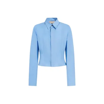 MARNI Long Sleeve Cropped Shirt 'Iris Blue'