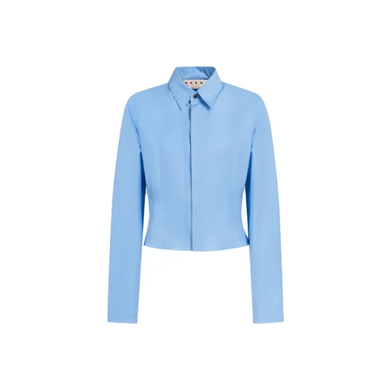 MARNI Long Sleeve Cropped Shirt 'Iris Blue'-0
