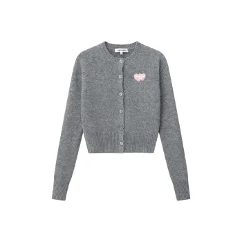 CLIMAX VISION Heart Knitwear Women's Dark Heather Gray