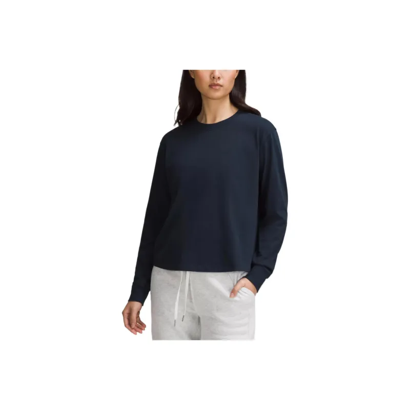 Lululemon Relaxed-FitLong Sleeve Cotton Jersey Shirt Shirt Women's Marine Blue-0