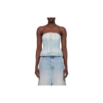 BALMAIN Denim Corset Top