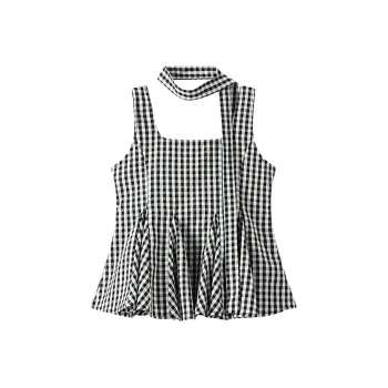 RTNH Tank Top Women's Black White Plaid