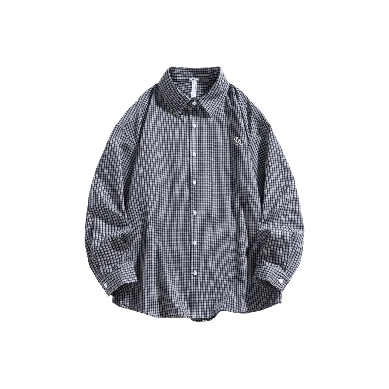 Warrior Huichao Riding The Wind Collection Shirt Unisex Blue White Plaid-3