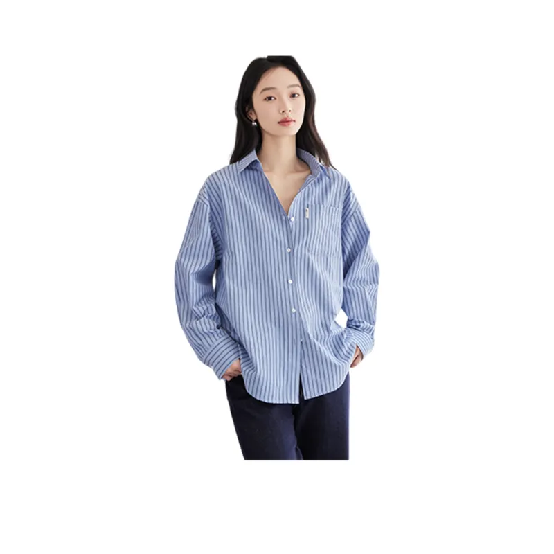Huagaa Shirt Women's Blue Stripes-0