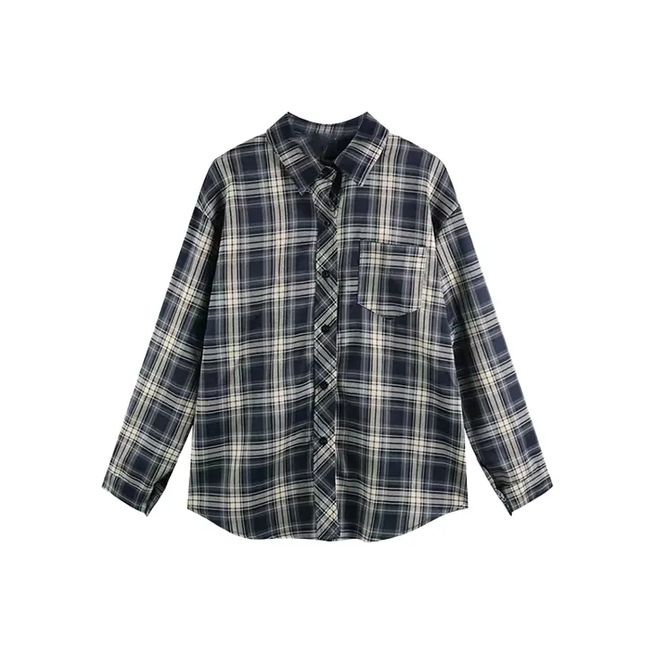PAIN OR PLEASURE Spring And Fall Season Shirt Women's Gray Blue-0