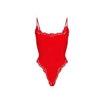 SKIMS Valentine's Day Collection SS25 FITS EVERYBODY LACE CAMI BODYSUIT Bodysuits Women's CAYENNE/Kayene