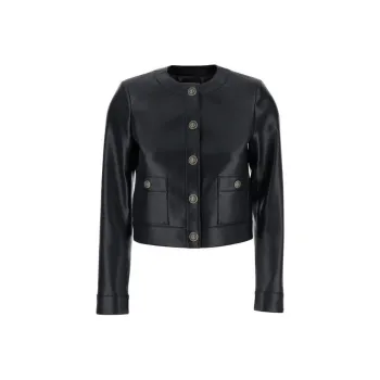 Twinset Logo Embossed Leather Jacket