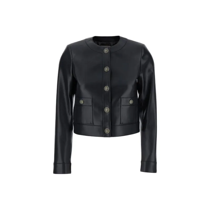 Twinset Logo Embossed Leather Jacket-0