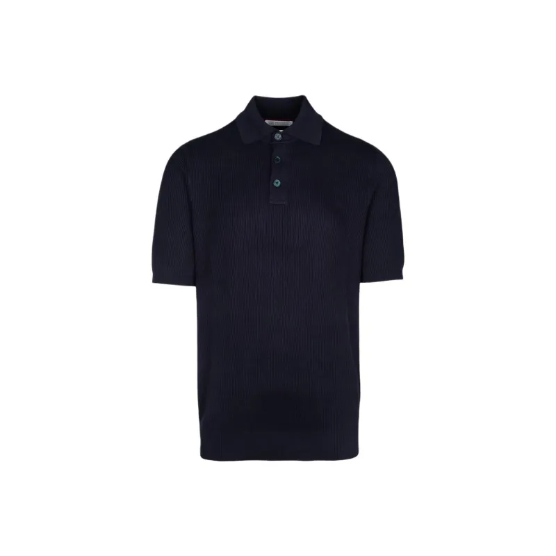 Brunello Cucinelli Short Sleeved Ribbed Polo Shirt-0