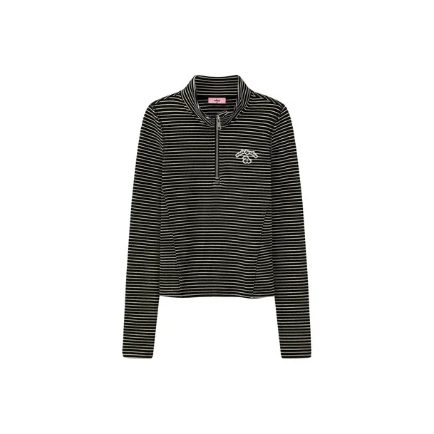 CHUU T Shirt Women's Black White Stripes-0