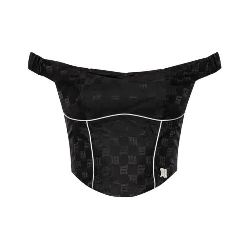 Misbhv Monogram Printed Off Shoulder Cropped Top