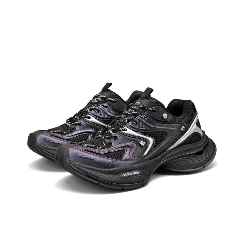HeeDimensional Lightweight, Abrasion Resistant, Slip Resistant Height Increasing Mat Low Top Chunky Sneakers Unisex-7