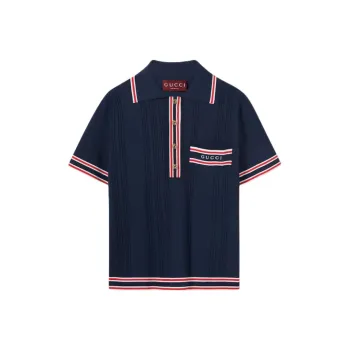 GUCCI Striped Trim Polo Top