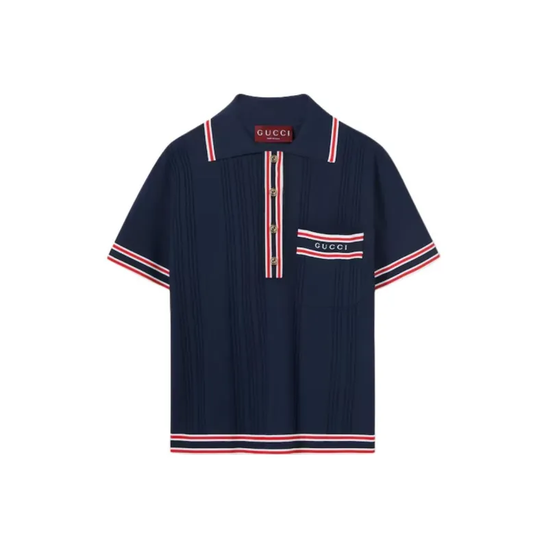 GUCCI Striped Trim Polo Top-0
