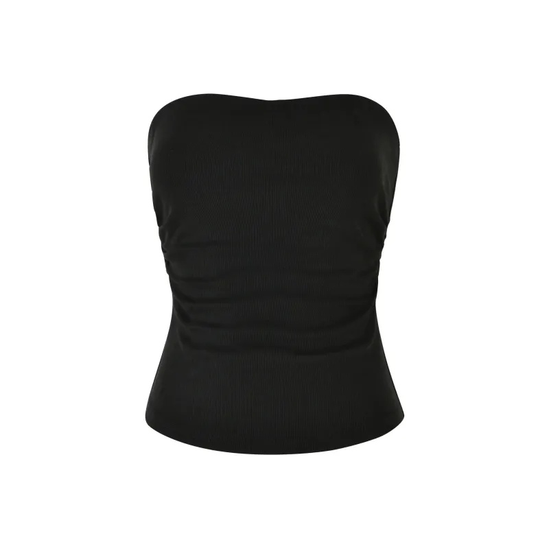 Tiger Mist HARRIETT RIB TUBE TOP Strapless Top Women's Black-0