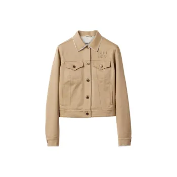 MIU MIU Logo embroidered Chino Cropped Jacket