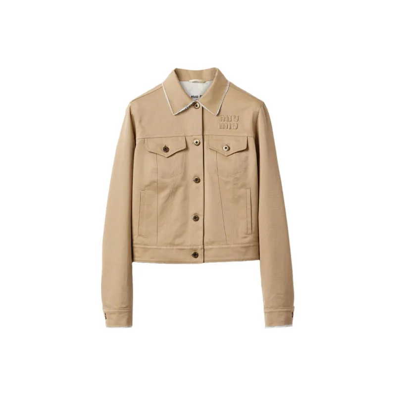 MIU MIU Logo embroidered Chino Cropped Jacket-0