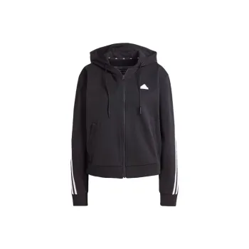 Adidas Future Icons 3 Stripes Full Zip Hoodie Sweatshirt Women's Black