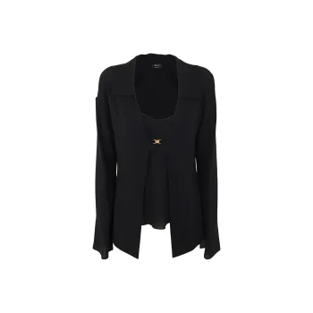 Blumarine Flared Sleeve Buckled Top