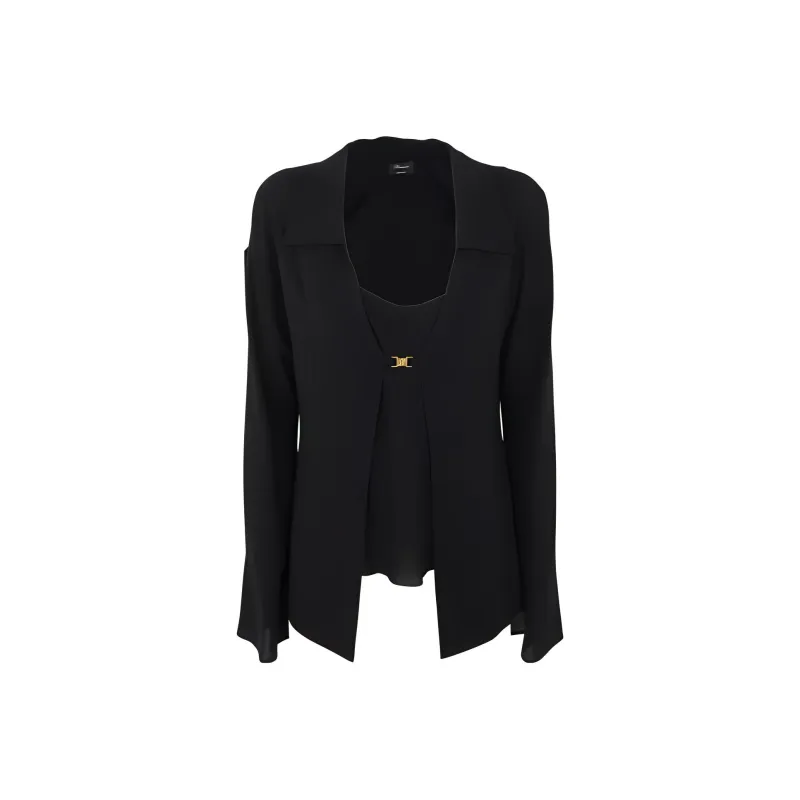 Blumarine Flared Sleeve Buckled Top-0