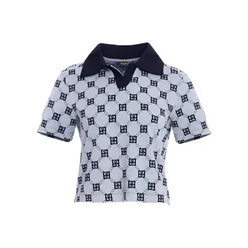 BESIONIA SS2023 Polo Shirt Women's Gray Floral Pattern