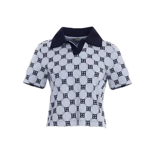 BESIONIA SS2023 Polo Shirt Women's Gray Floral Pattern