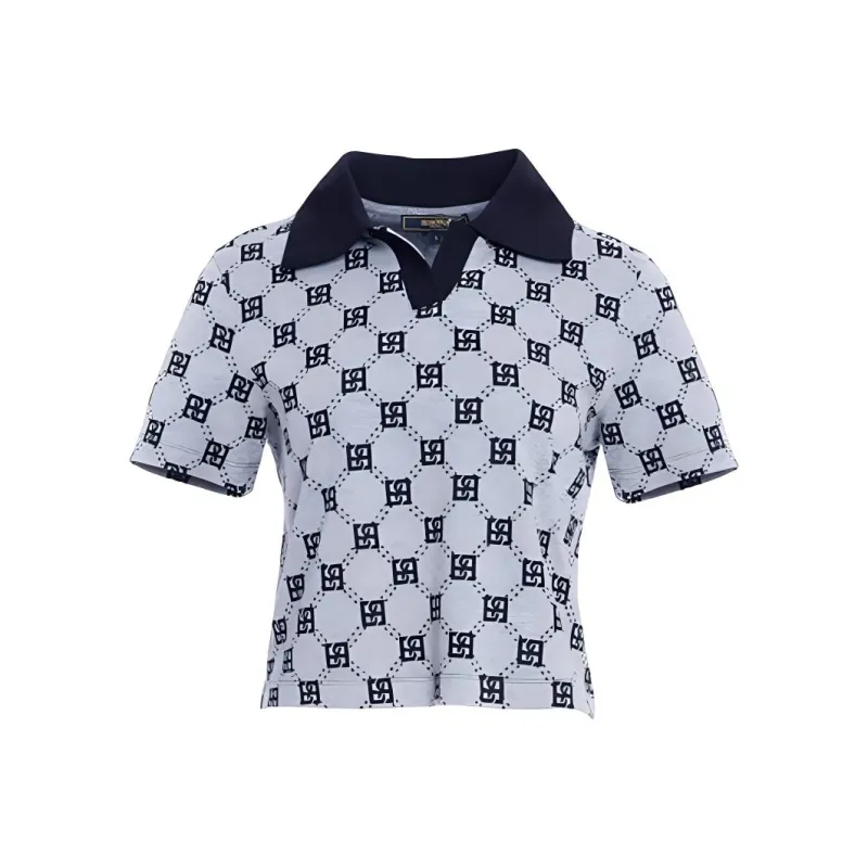 BESIONIA SS2023 Polo Shirt Women's Gray Floral Pattern-0