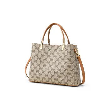 PIERRE CARDIN PVC Polyvinyl Chloride Crossbody One Shoulder Handbag Women's Dark Khaki/Apricot