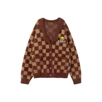 B.Duck Knitwear Women's Brown Plaid
