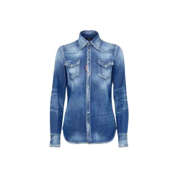 DSQUARED 2 Light Wash Classic Western Shirt