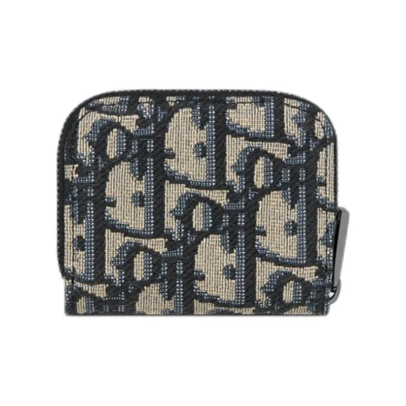 DIOR Cotton Coin Purse Small Size Unisex Beige & Black-2