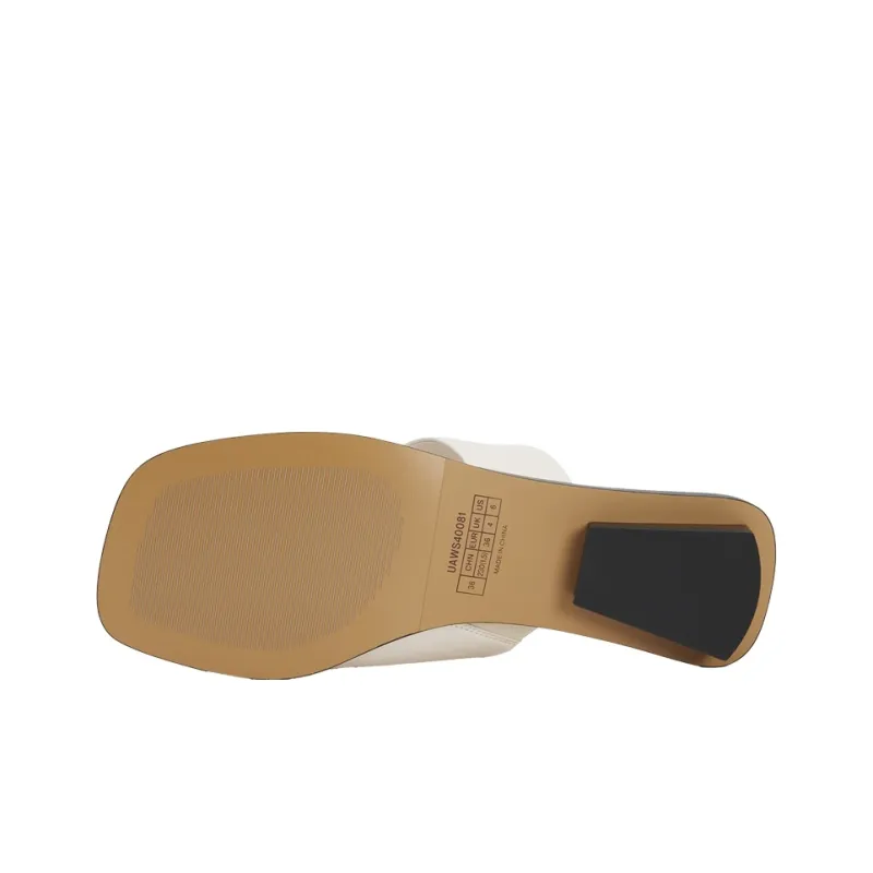 URBAN REVIVO Abrasion Resistant, Odor Resistant Slide Slippers Women's Ecru-4