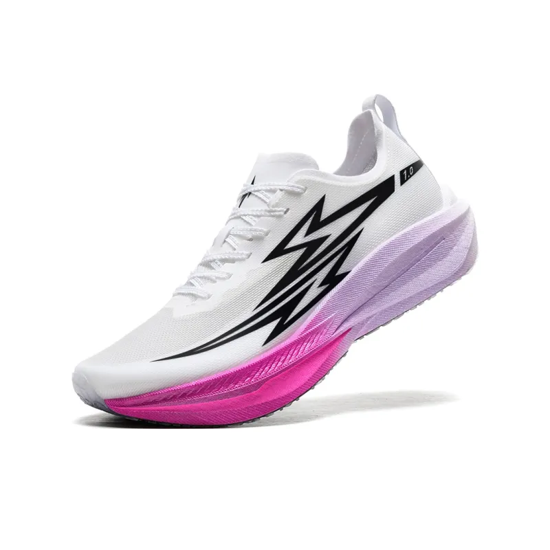 Dynamic Power Running Shoes Unisex Low Top White Purple-1